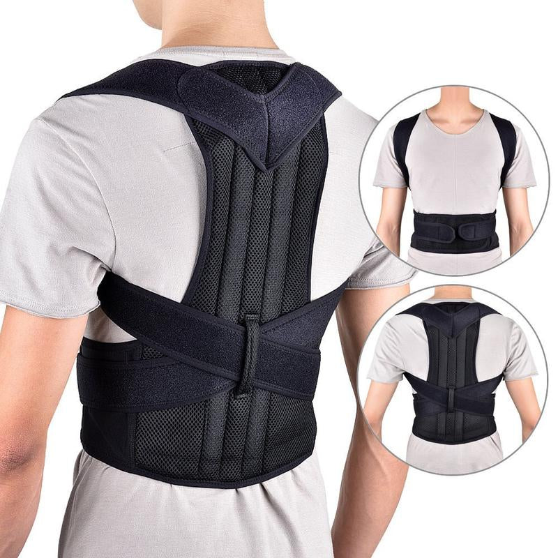 Reinforced Lumbar Posture Correction Vest, with Adjustable Back Support Straps, Shoulder and Spine Support, and Neck Stretching Device.